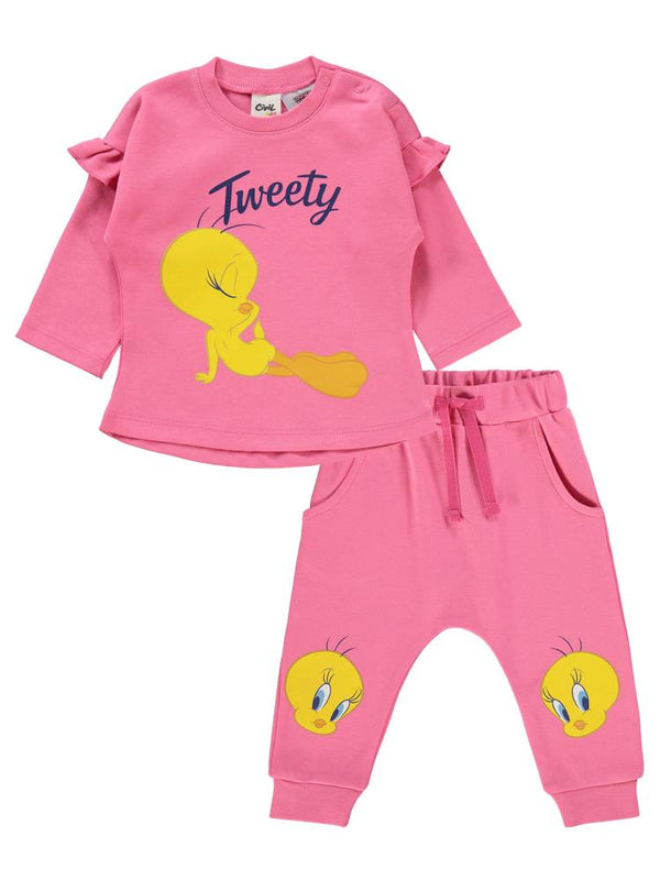 Tweety Empirme Baskılı 6-18 Ay Takım - Pembe