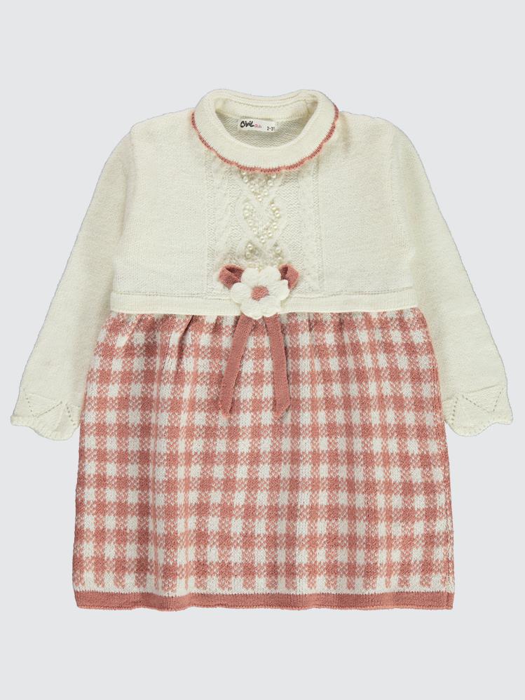 Civil Girls Ekose Desenli 2-5 Yaş Elbise - Pembe