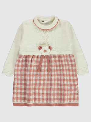 Civil Girls Ekose Desenli 2-5 Yaş Elbise - Pembe