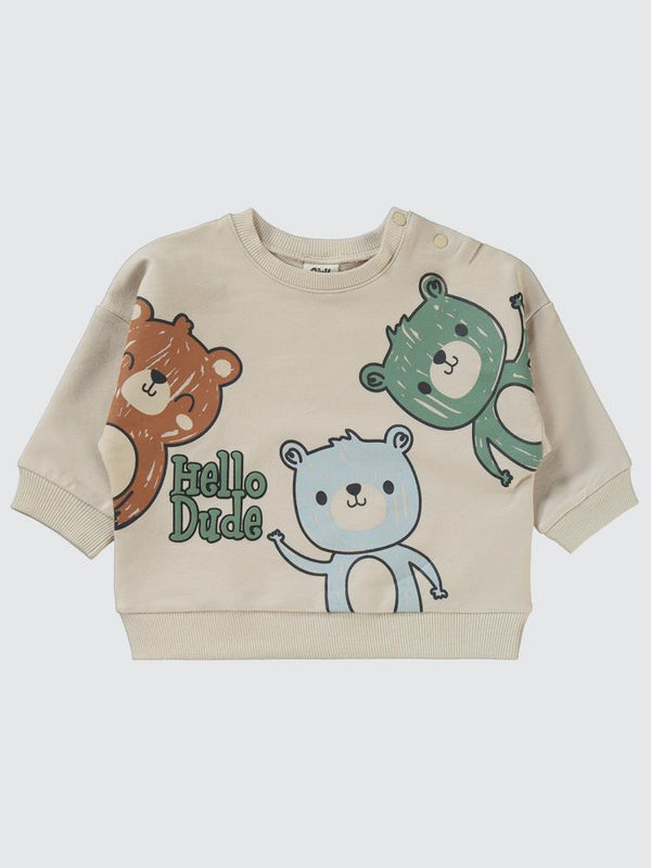 Civil Baby Hello Dude Ayıcık Baskılı 6-18 Ay Takım - Fil Dişi