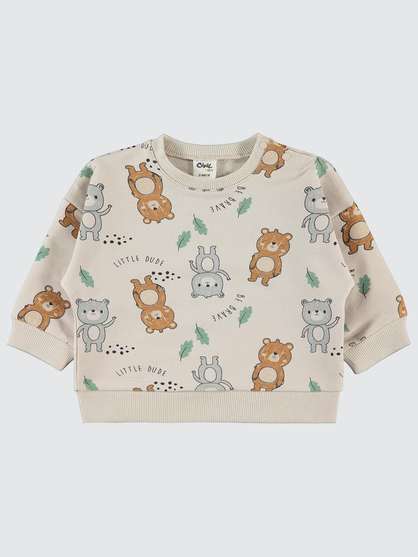 Civil Baby Ayıcıklar Empirme 6-18 Ay Sweatshirt - Fil Dişi
