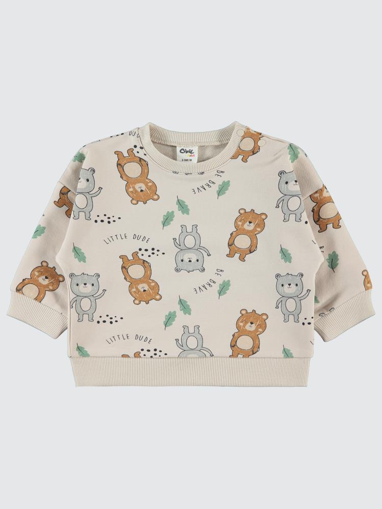 Civil Baby Ayıcıklar Empirme 6-18 Ay Sweatshirt - Fil Dişi