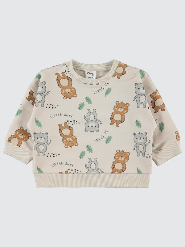 Civil Baby Ayıcıklar Empirme 6-18 Ay Sweatshirt - Fil Dişi