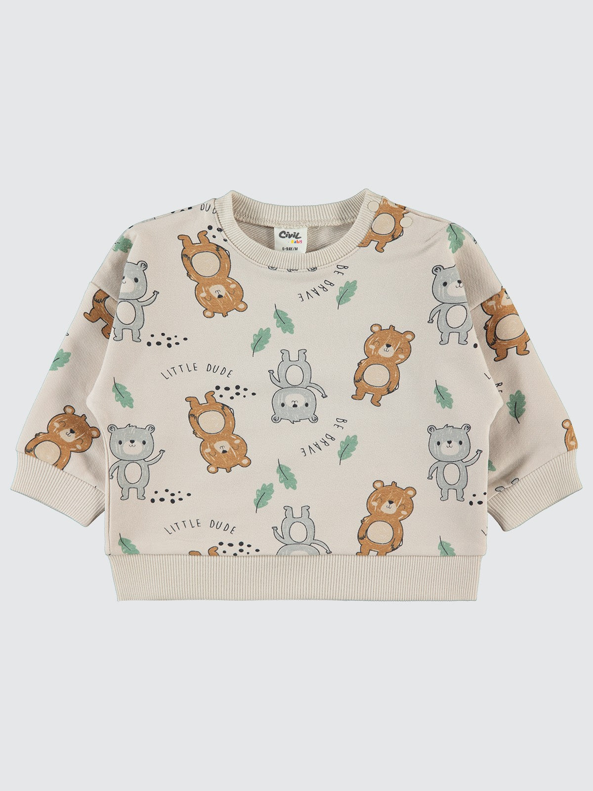 Civil Baby Ayıcıklar Empirme 6-18 Ay Sweatshirt - Fil Dişi