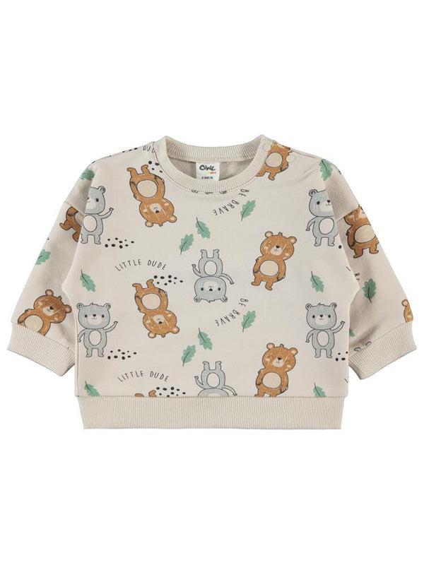 Civil Baby Ayıcıklar Empirme 6-18 Ay Sweatshirt - Fil Dişi