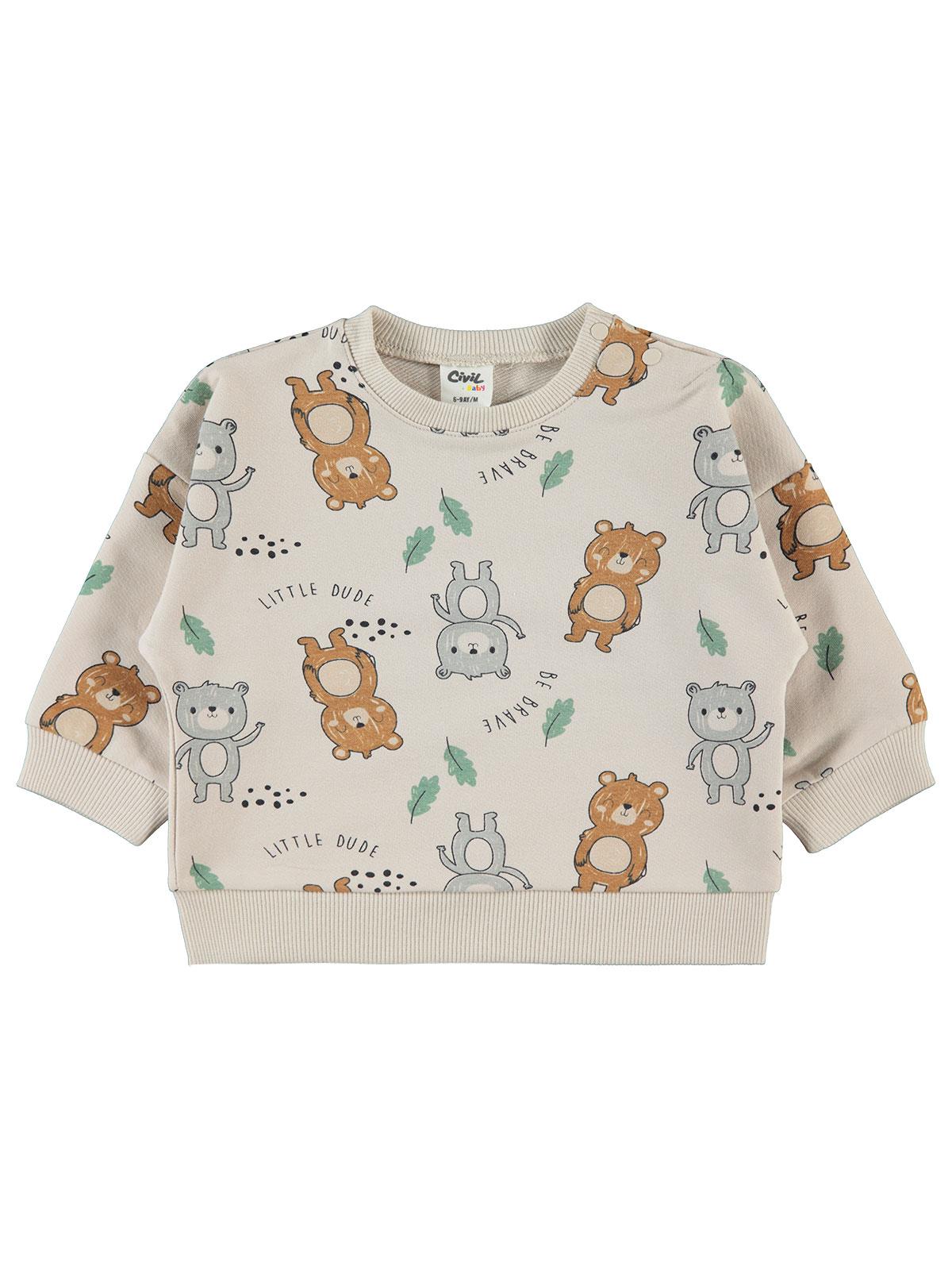 Civil Baby Ayıcıklar Empirme 6-18 Ay Sweatshirt - Fil Dişi