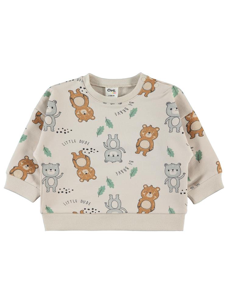 Civil Baby Ayıcıklar Empirme 6-18 Ay Sweatshirt - Fil Dişi