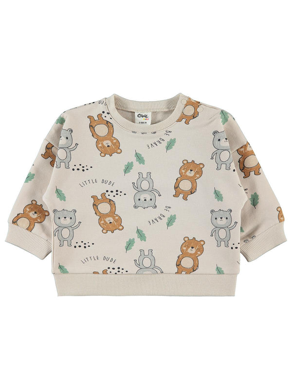 Civil Baby Ayıcıklar Empirme 6-18 Ay Sweatshirt - Fil Dişi