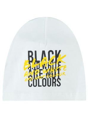 Civil Black And White Yazı Desenli 2-5 Yaş Çocuk Erkek Bere - Beyaz