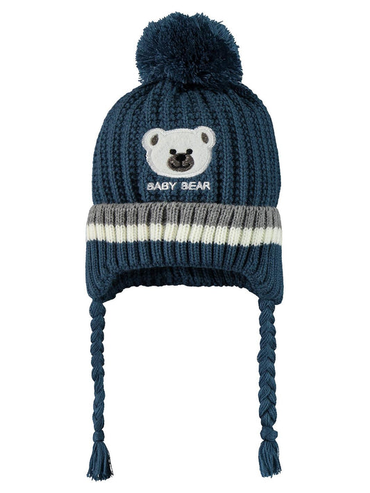 Civil Baby Baby Bear Nakış Desen 0-24 Ay Atkı Bere Eldiven Set - Mavi