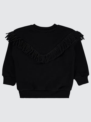 Civil Girls Roba Püsküllü 2-5 Yaş Sweatshirt - Siyah