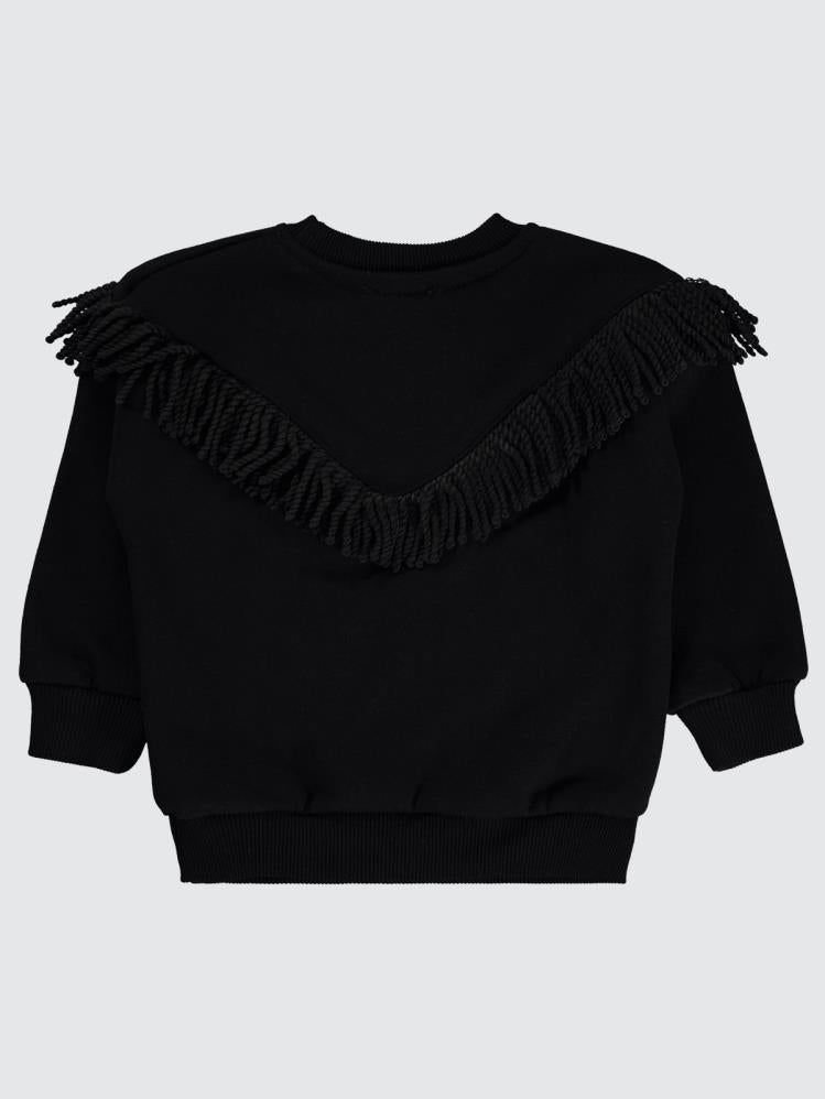 Civil Girls Roba Püsküllü 2-5 Yaş Sweatshirt - Siyah