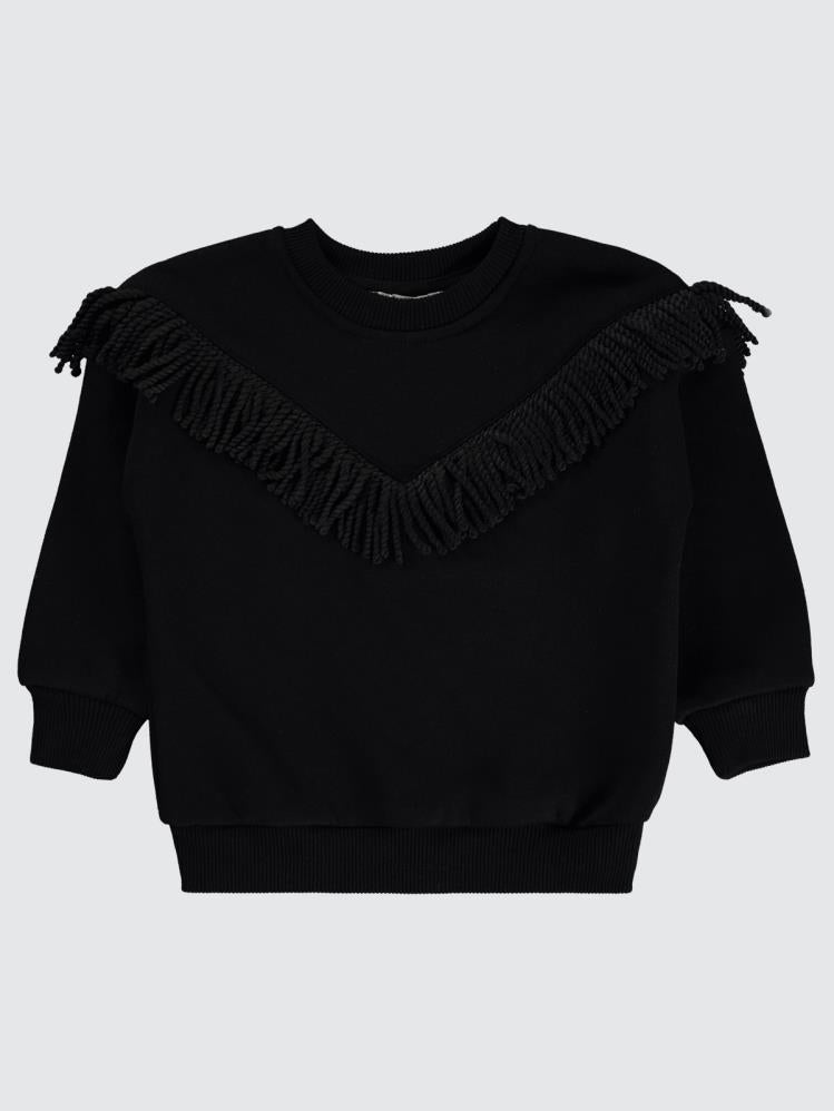 Civil Girls Roba Püsküllü 2-5 Yaş Sweatshirt - Siyah