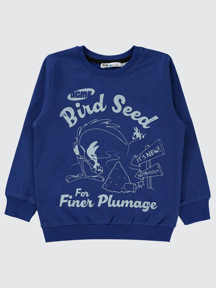 Road Runner Baskılı 2-5 Yaş Sweatshirt - Mavi