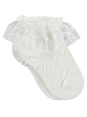 Civil Girls Dantel Aks.Bambu 3-9 Yaş Soket Çorap - Ekru