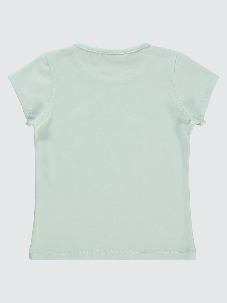 Civil Girls Kedi Baskılı 2-5 Yaş Tişört - Yeşil