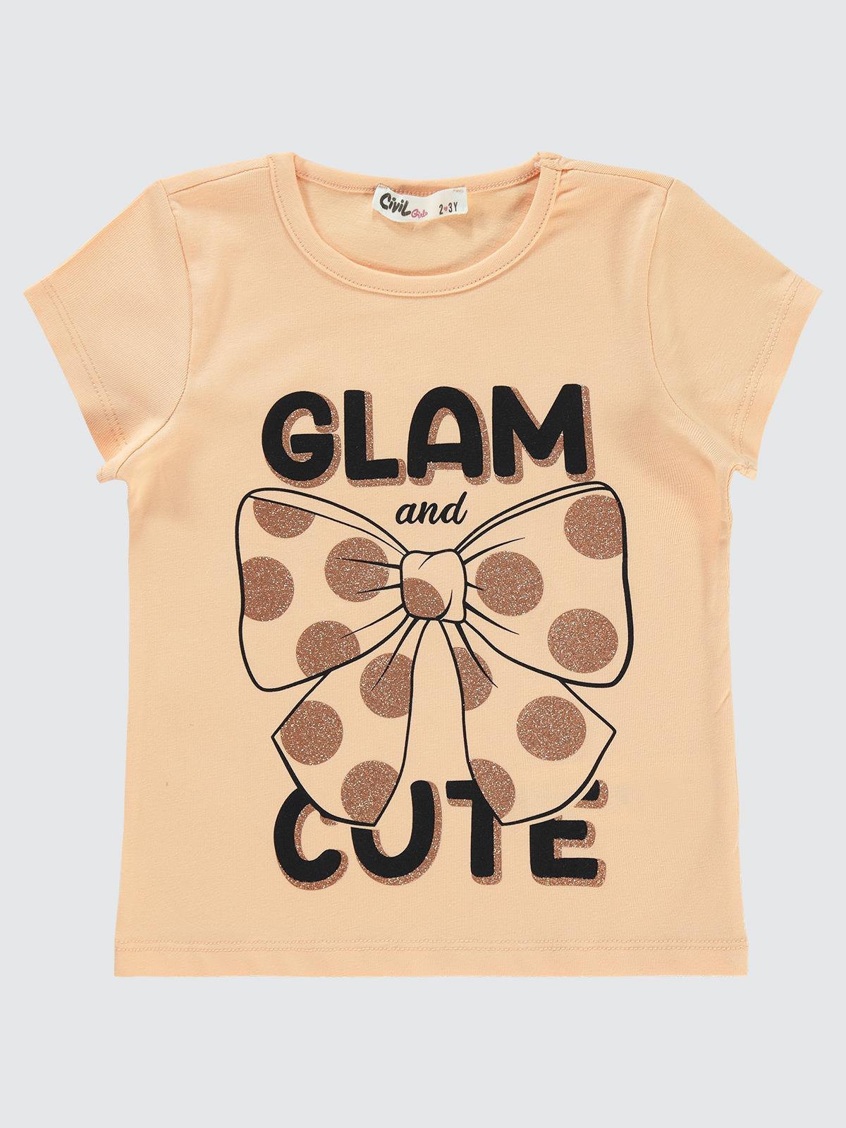 Civil Girls Fiyonk Baskılı 2-5 Yaş Tişört - Turuncu