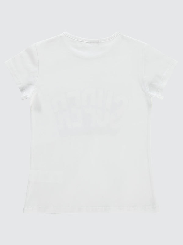 Civil Girls Super Baskılı 6-9 Yaş Tişört - Beyaz