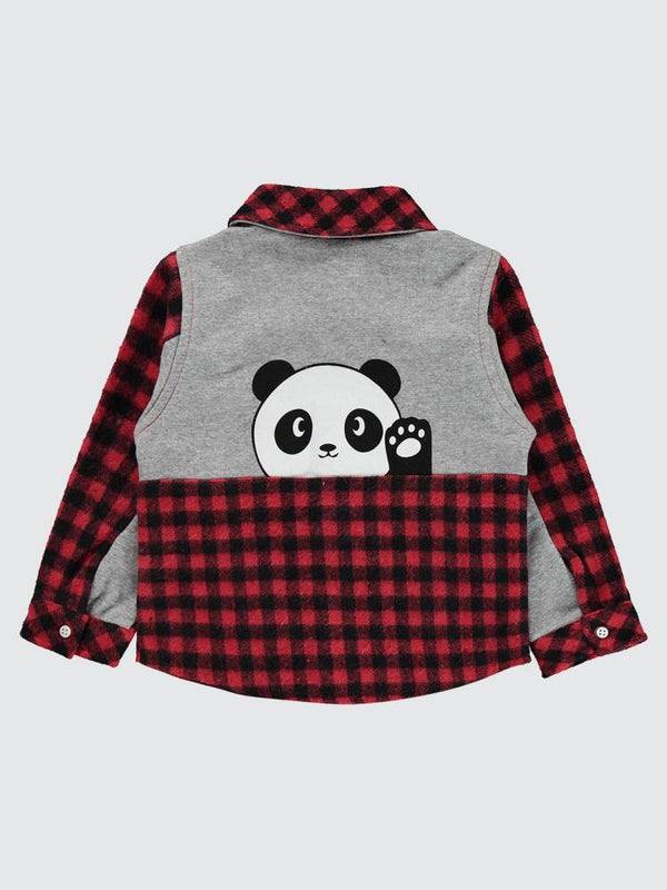 Civil Boys Panda Cep Baskılı 2-5 Yaş Gömlek - Kırmızı