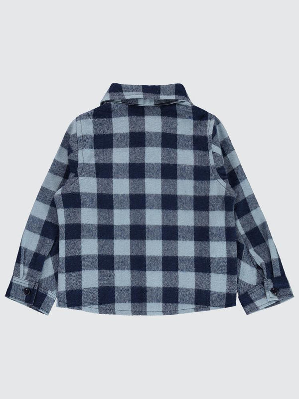 Civil Boys Ekoseli Ayıcık Cepli 2-5 Yaş Gömlek - Mavi