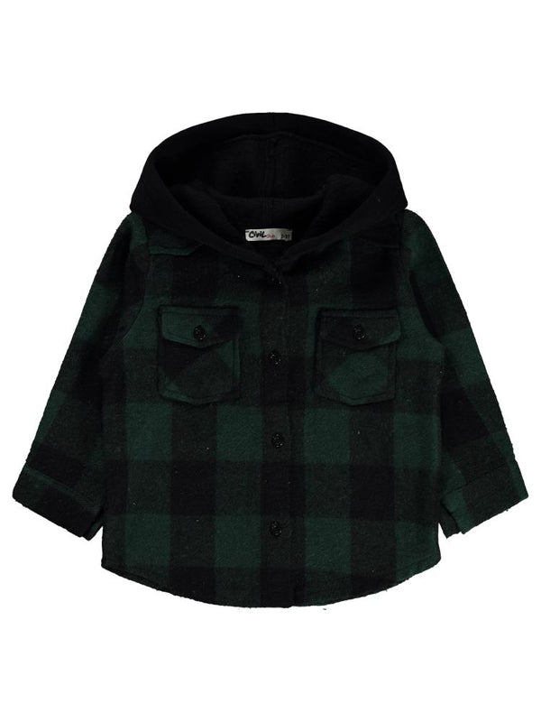 Civil Girls Dama Desenli 2-5 Yaş Gömlek - Haki