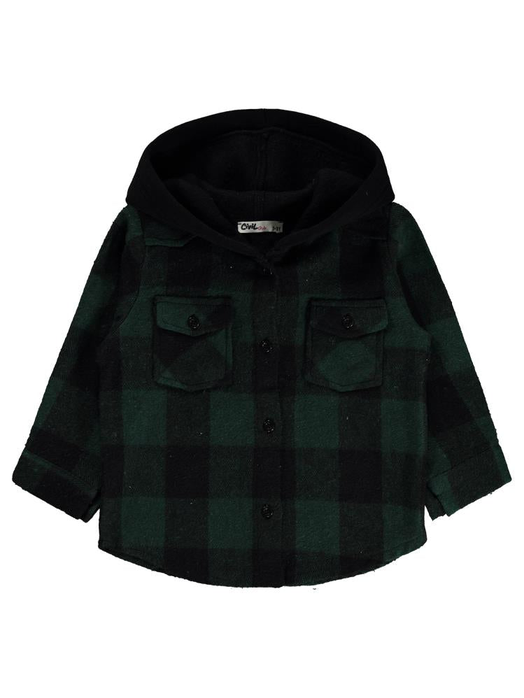 Civil Girls Dama Desenli 2-5 Yaş Gömlek - Haki