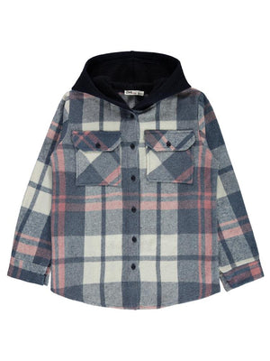 Civil Girls Ekose Desenli 10-13 Yaş Gömlek - Mavi