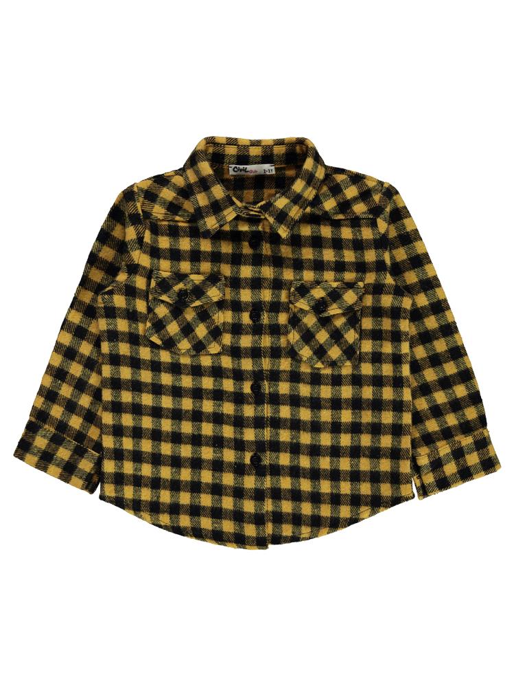 Civil Girls Pitikare Desenli 2-5 Yaş Gömlek - Sarı