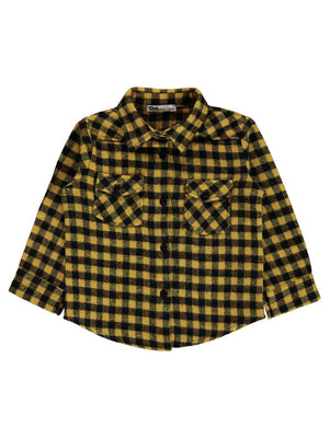 Civil Girls Pitikare Desenli 2-5 Yaş Gömlek - Sarı