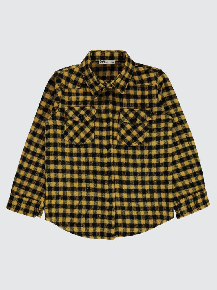 Civil Girls Pitikare Desenli 6-9 Yaş Gömlek - Sarı