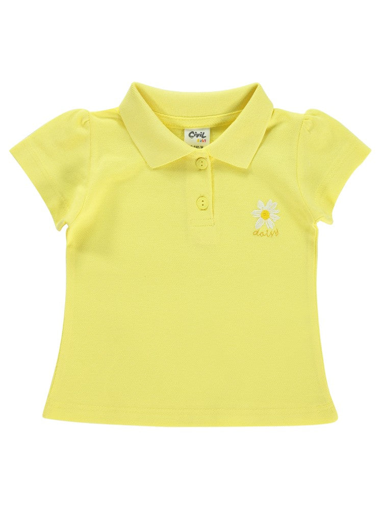 Civil Baby Papatya Nakışlı  6-18 Ay Tişört - Sarı