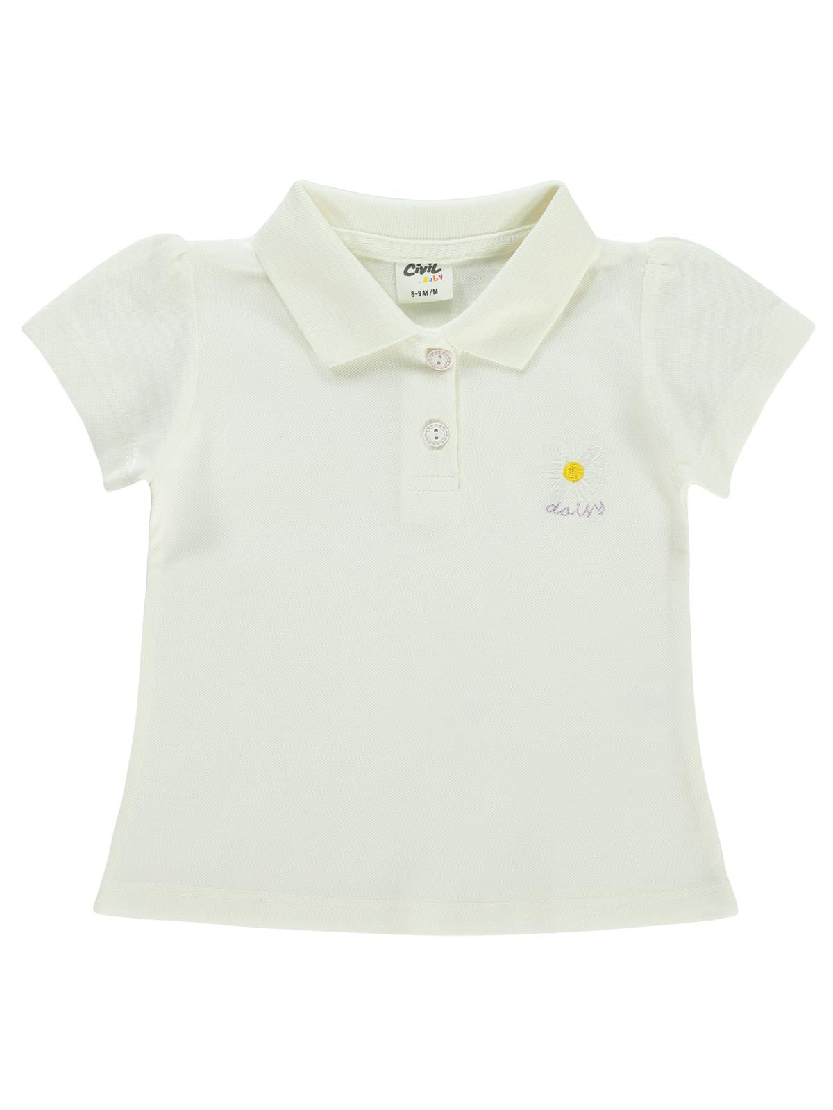Civil Baby Papatya Nakışlı  6-18 Ay Tişört - Ekru