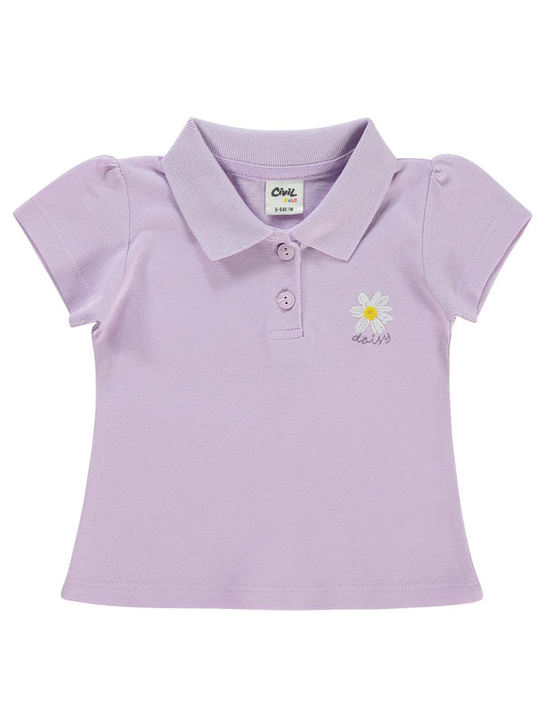 Civil Baby Papatya Nakışlı  6-18 Ay Tişört - Lila