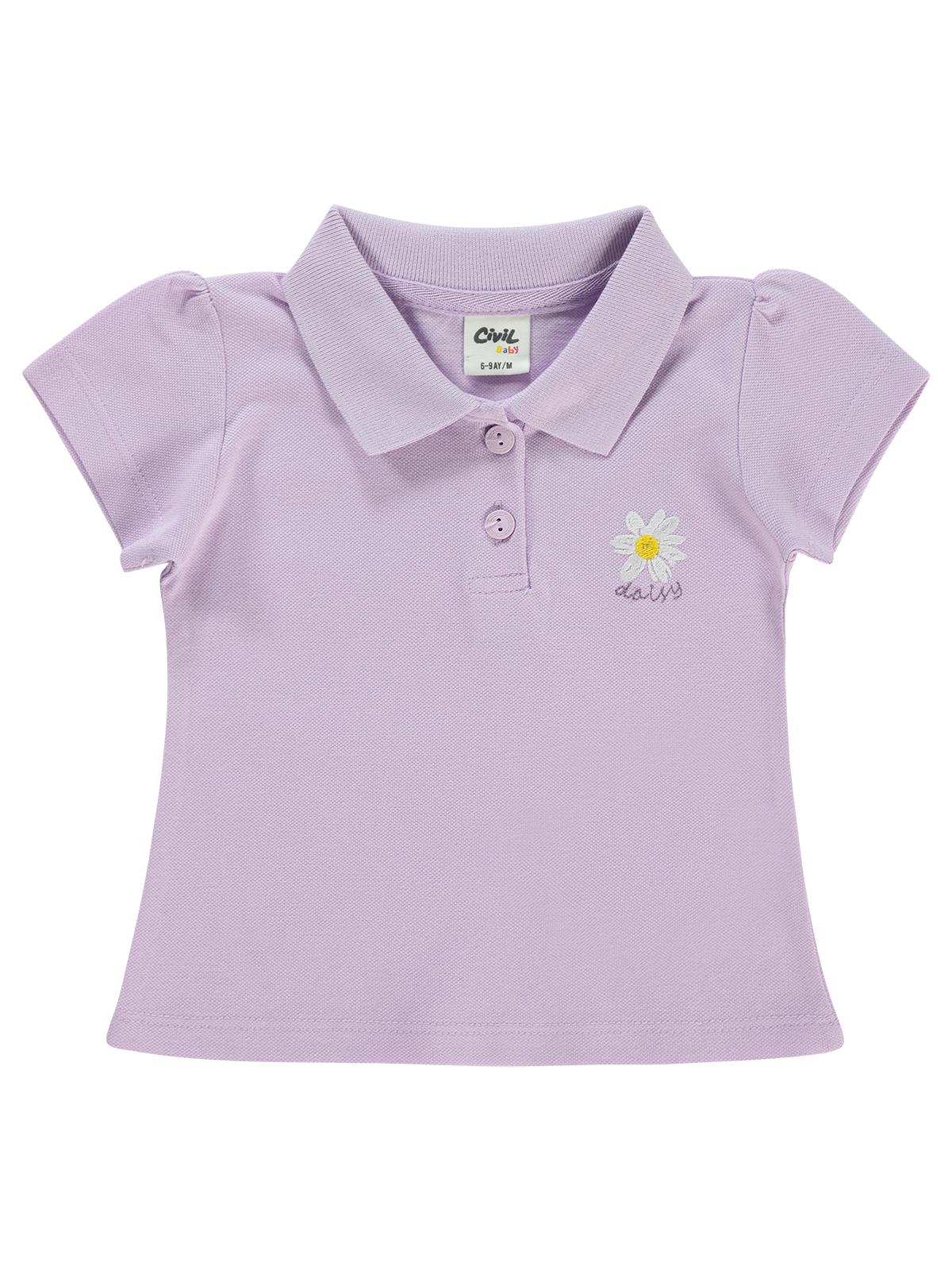 Civil Baby Papatya Nakışlı  6-18 Ay Tişört - Lila