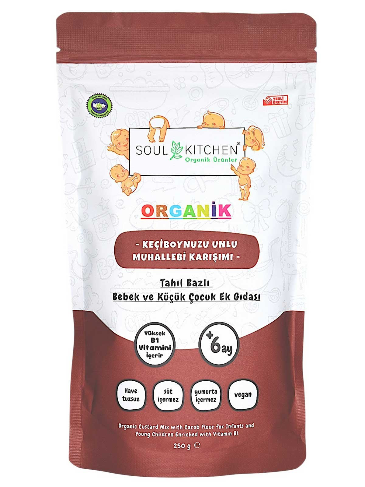 Soul Kitchen Organik Ürünler Keçiboynuzu Unlu Muhallebi Karışımı Tahıl Bazlı Bebek Ek Gıdası 250Gr