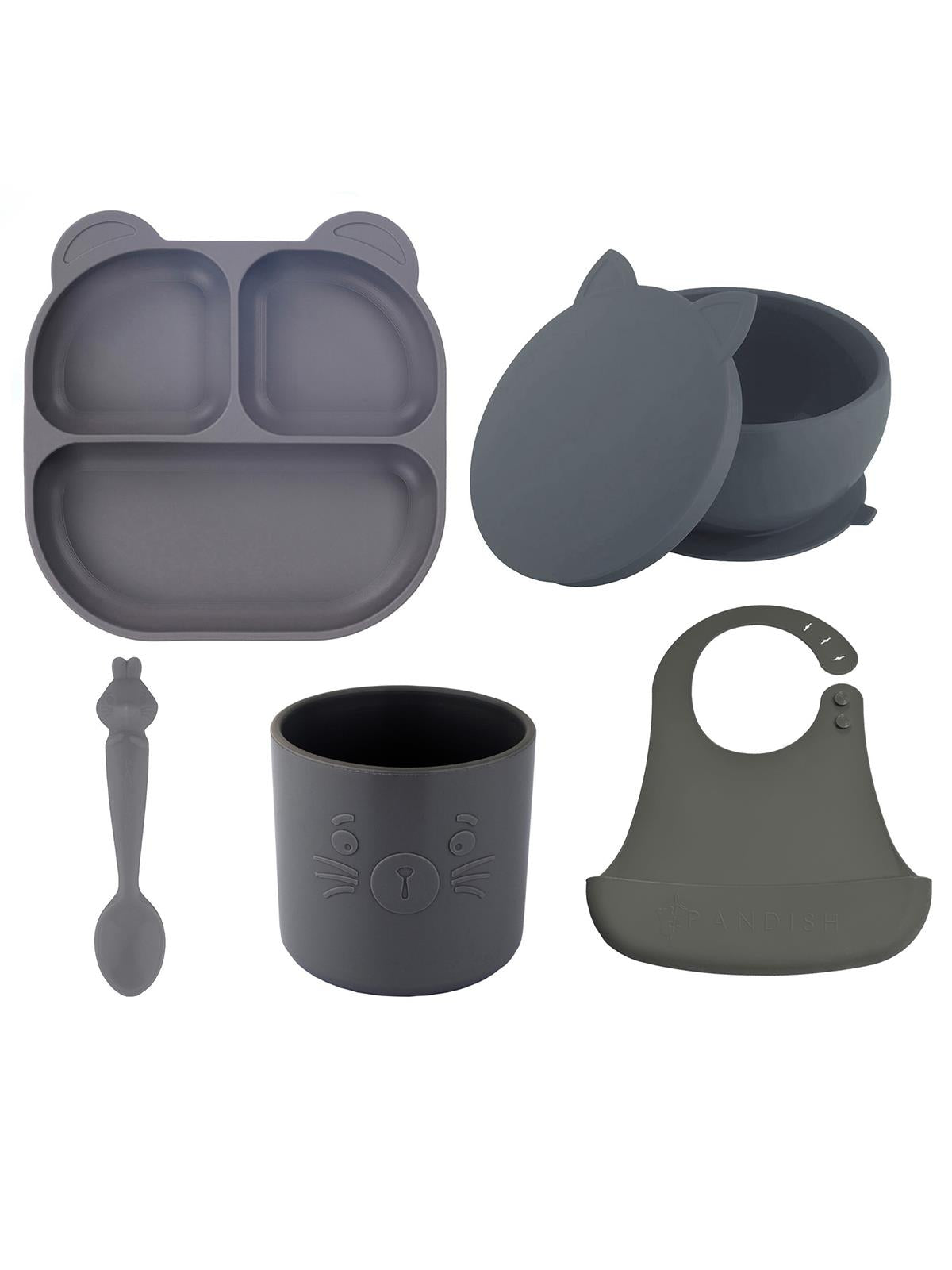 Pandish Mamma Beslenme Seti 5'li - Gri