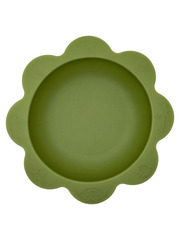 Pandish SunNy Vakum Tabanlı   Silikon Kase-Kaşıklı - Yeşil