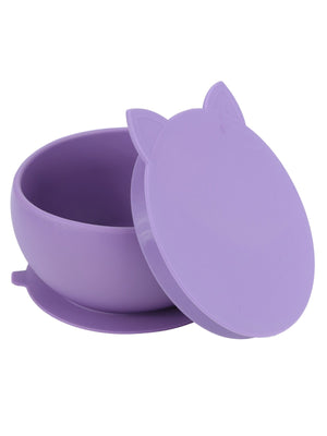 Pandish KitTen Vakum Tabanlı Kapaklı Silikon Kase - Lila