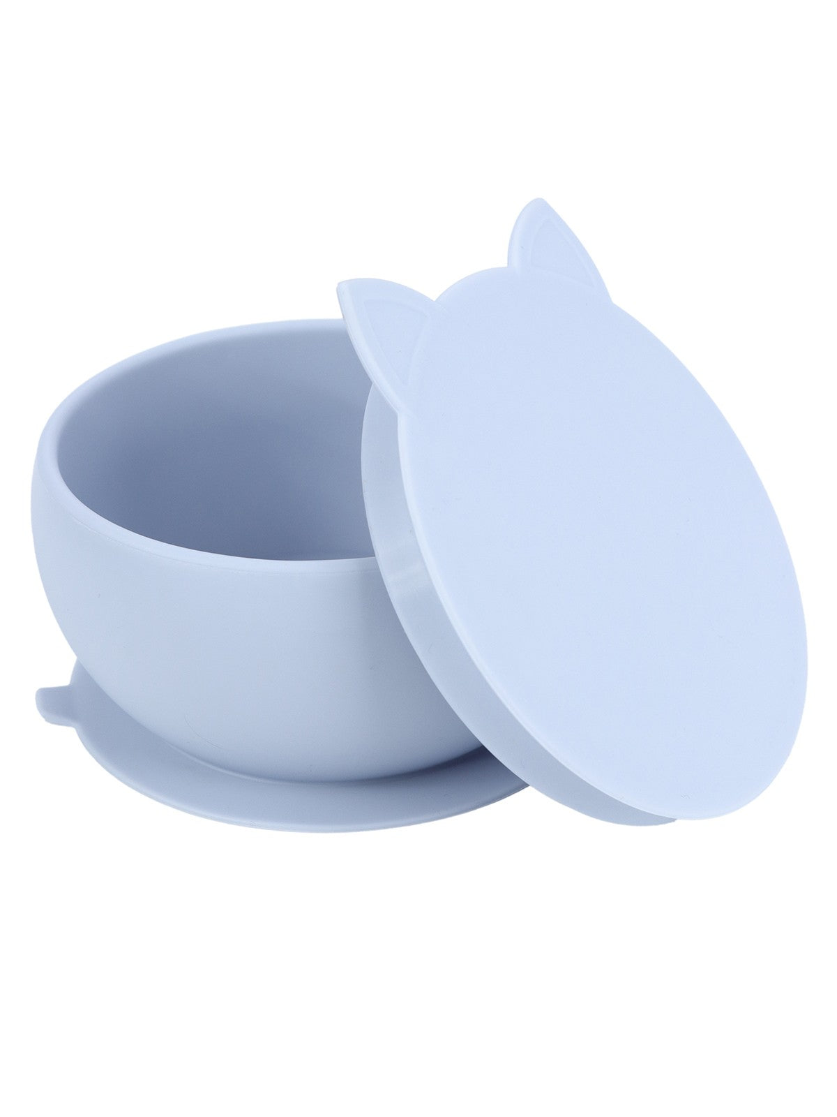 Pandish KitTen Vakum Tabanlı Kapaklı Silikon Kase - Mavi