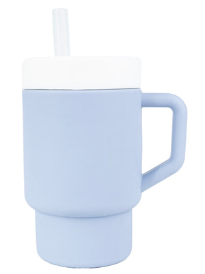 Pandish Mugley Tek Kulplu Kapaklı Pipetli Silikon Alıştırma Bardağı - Mavi