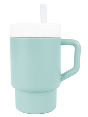 Pandish Mugley Tek Kulplu Kapaklı Pipetli Silikon Alıştırma Bardağı - Yeşil