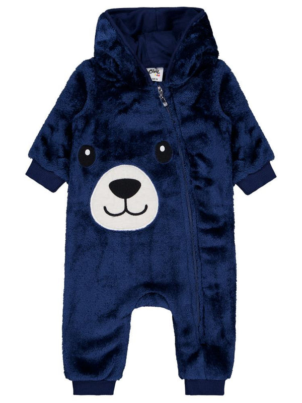 Civil Baby Ayıcık Nakış ve Kulaklı  6-18 Ay Tulum - Lacivert