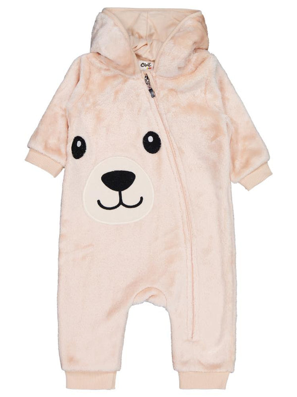 Civil Baby Ayıcık Nakış ve Kulaklı  6-18 Ay Tulum - Kahverengi
