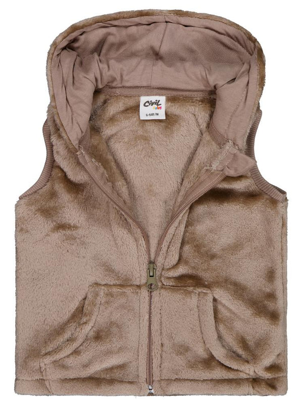 Civil Baby Kapüşonu Kulaklı 6-18 Ay Yelek - Kahverengi
