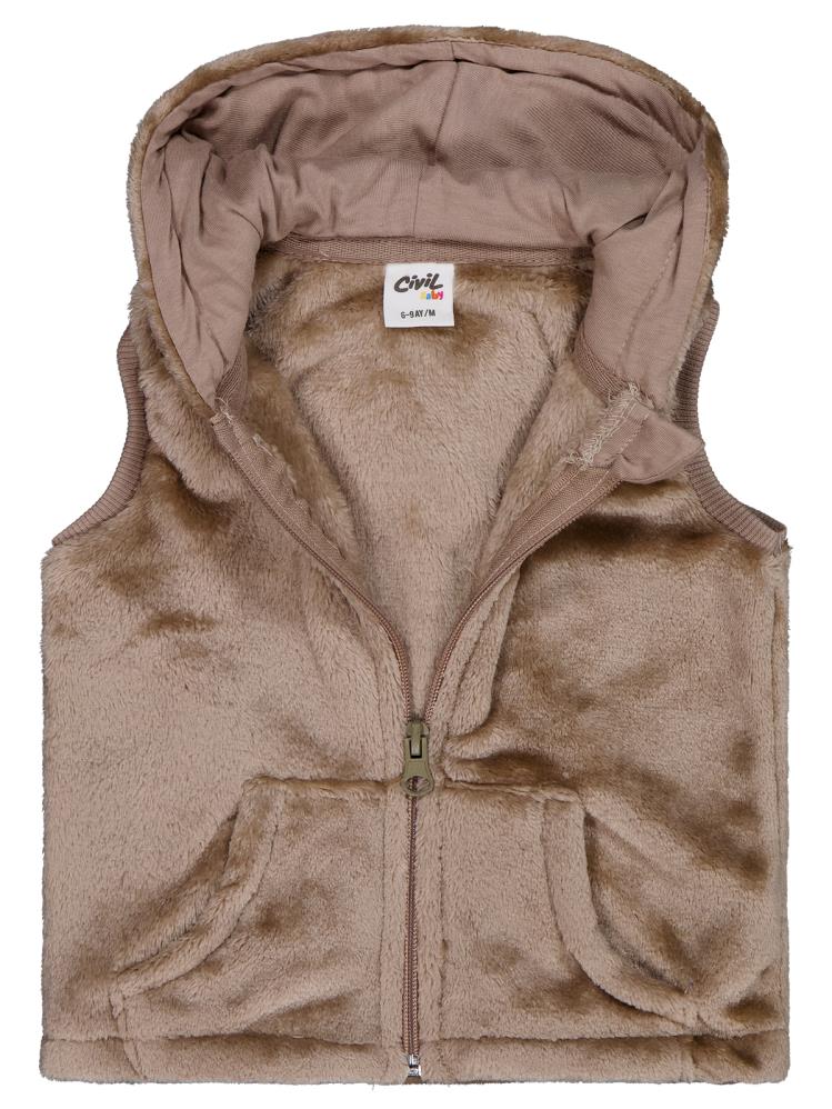 Civil Baby Kapüşonu Kulaklı 6-18 Ay Yelek - Kahverengi