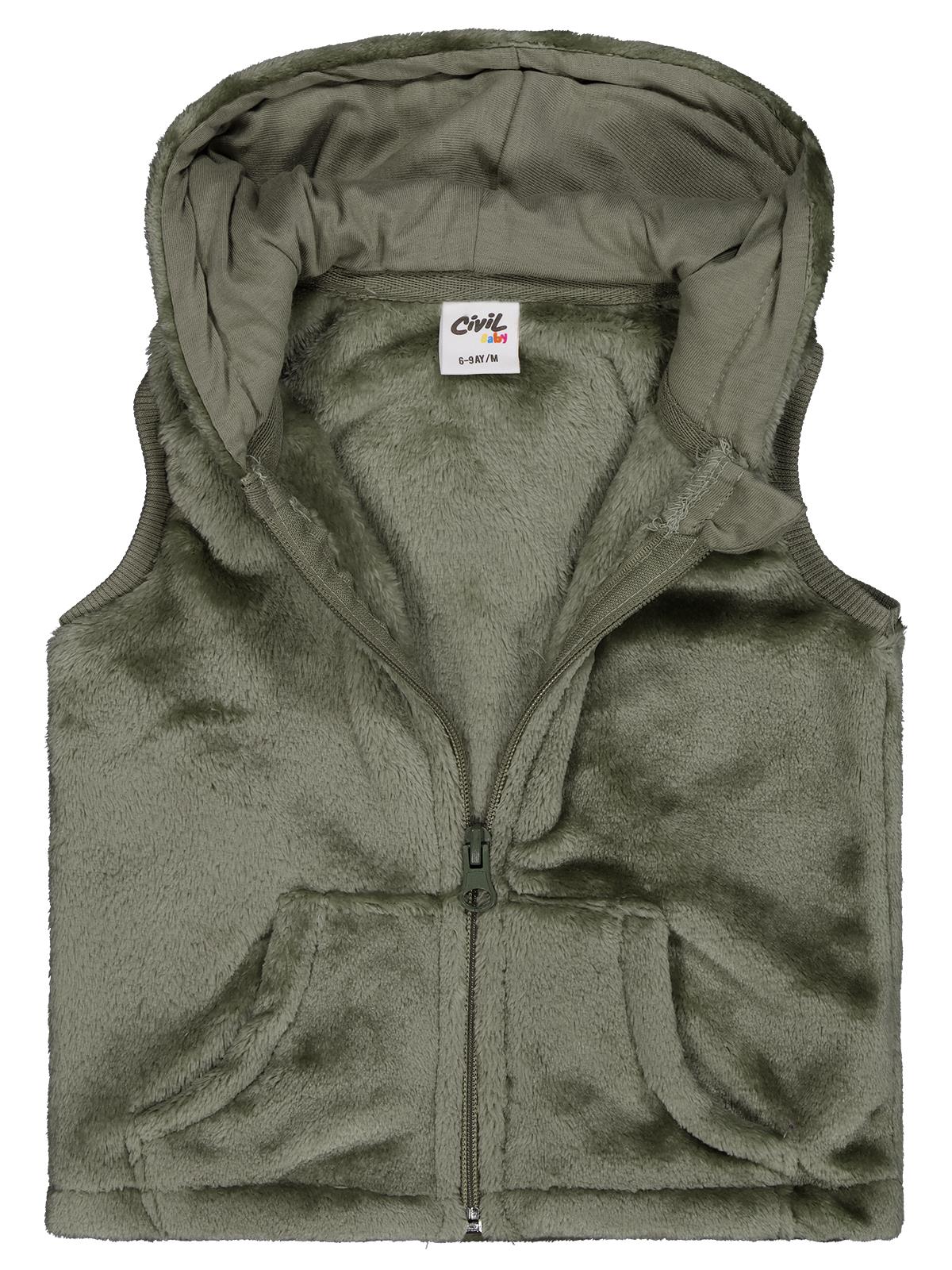 Civil Baby Kapüşonu Kulaklı 6-18 Ay Yelek - Haki