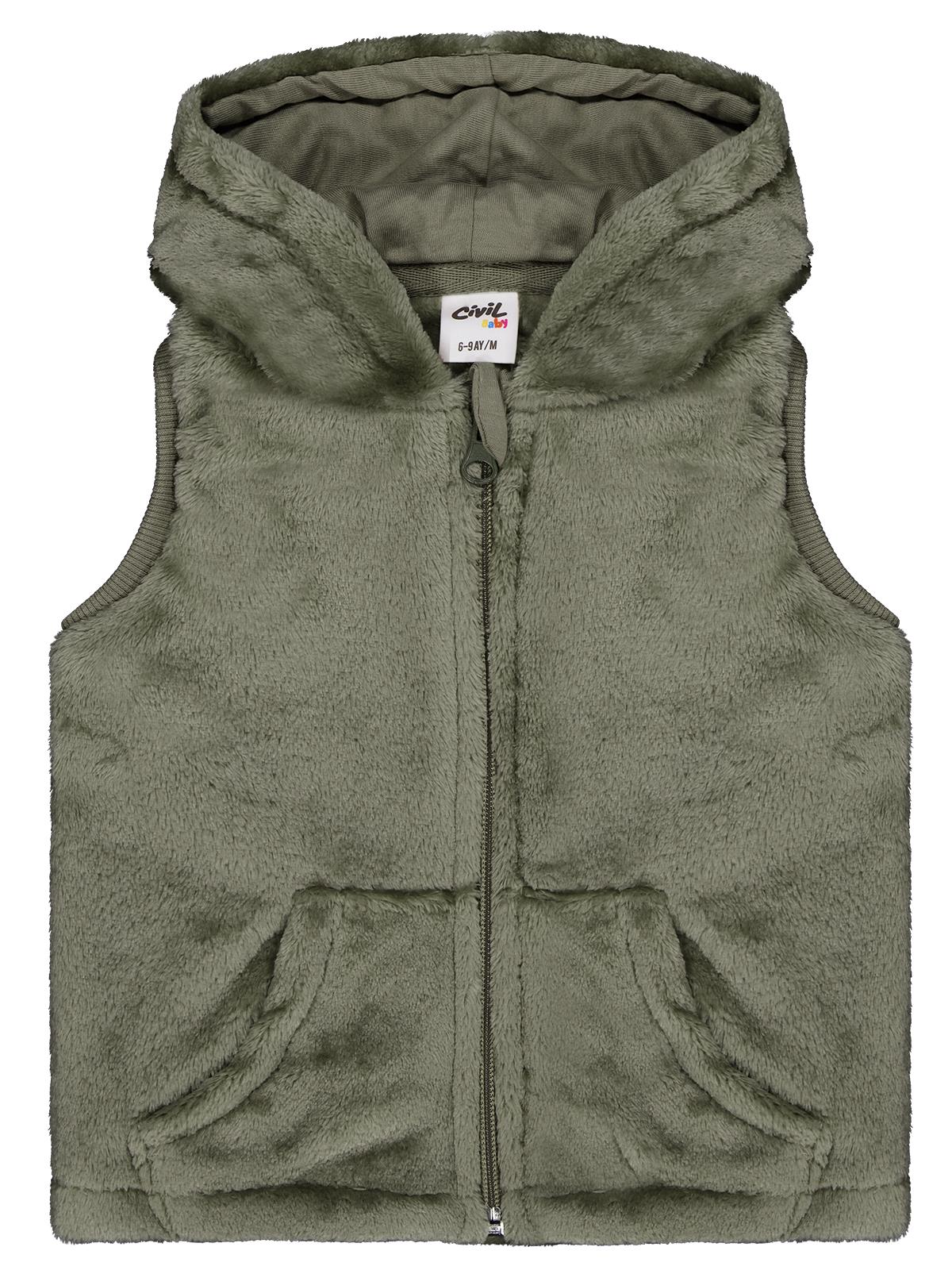 Civil Baby Kapüşonu Kulaklı 6-18 Ay Yelek - Haki