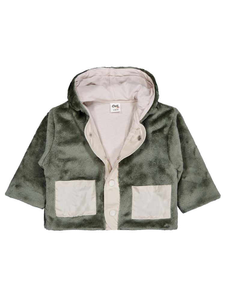 Civil Baby Kapüşonlu 6-18 Ay Hırka - Haki