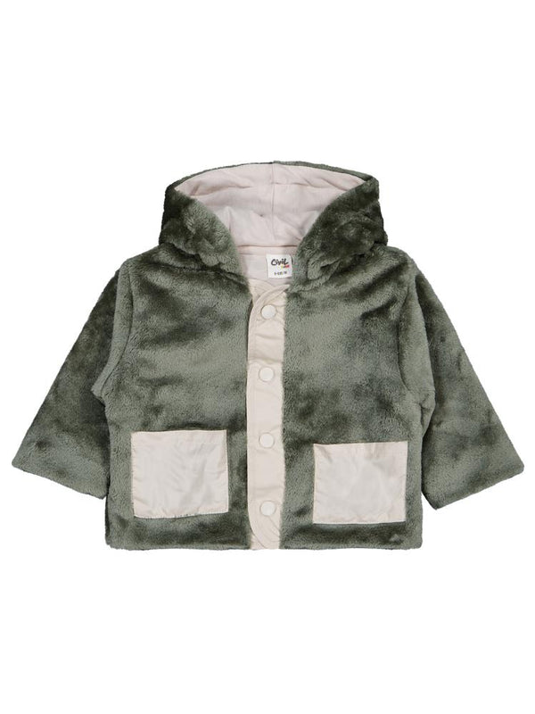 Civil Baby Kapüşonlu 6-18 Ay Hırka - Haki