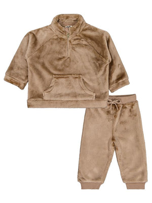 Civil Baby Yarım Fermuar 6-18 Ay Takım - Kahverengi